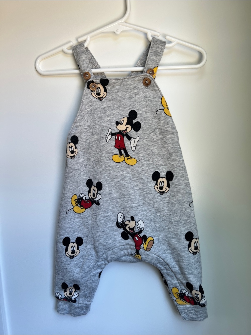 H&M Disney Mickey Mouse Overall Romper 6-9M Gray Jogger One Piece